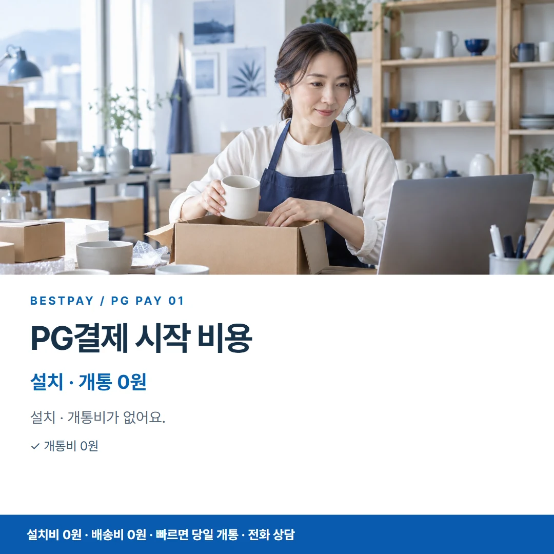 PG결제 시작 비용 설치 · 개통 0원 카드뉴스 1